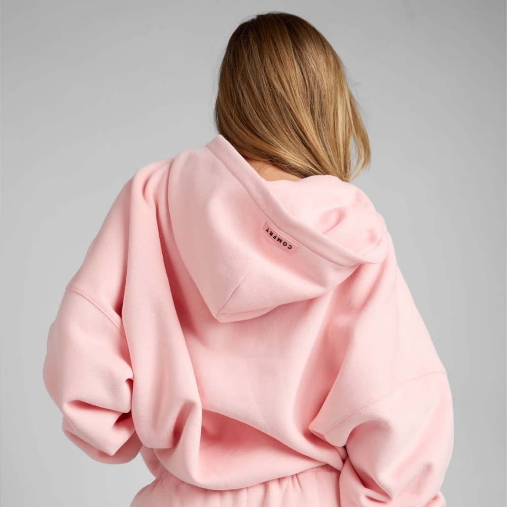 Comfrt Zip Up Women's Hoodie In Bubble Gum Size XS Oversized